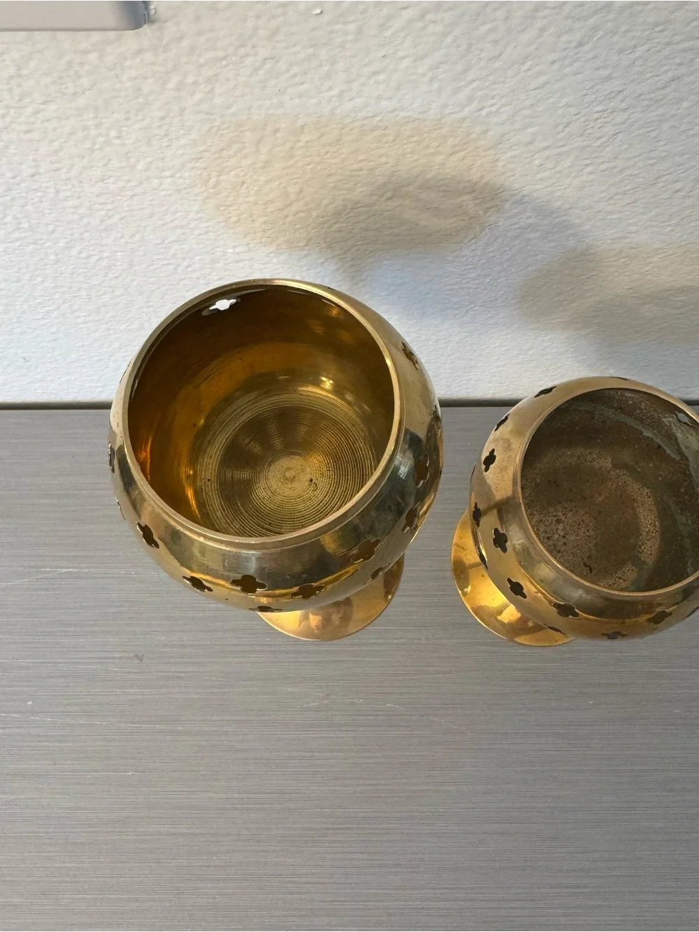 Vintage 1970s Brass Goblet Candle Holders Set of 2 Made in India